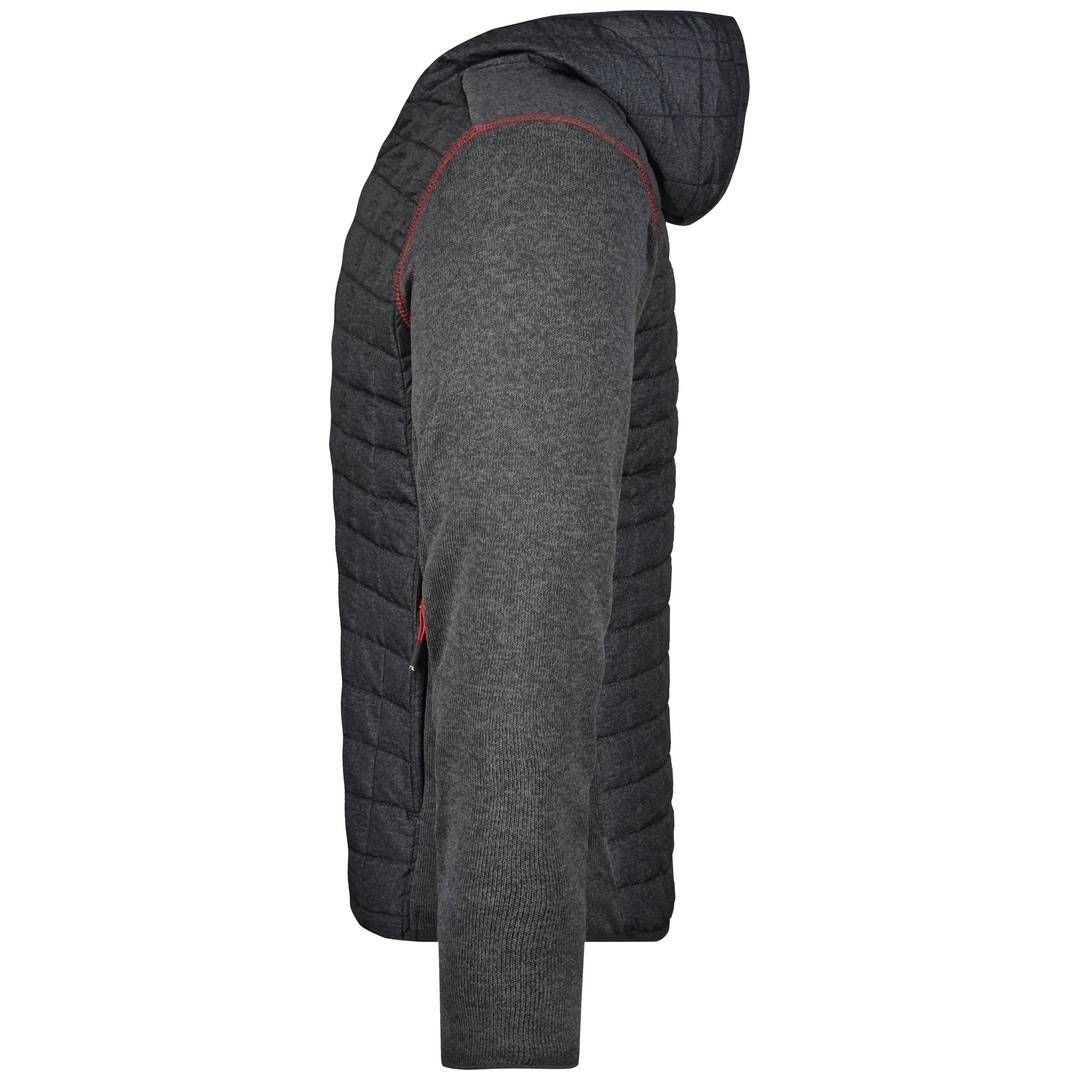 James & Nicholson Strickfleecejacke im stylischen Materialmix Herren JN772 Gr. S grey-melange/anthracite-melange