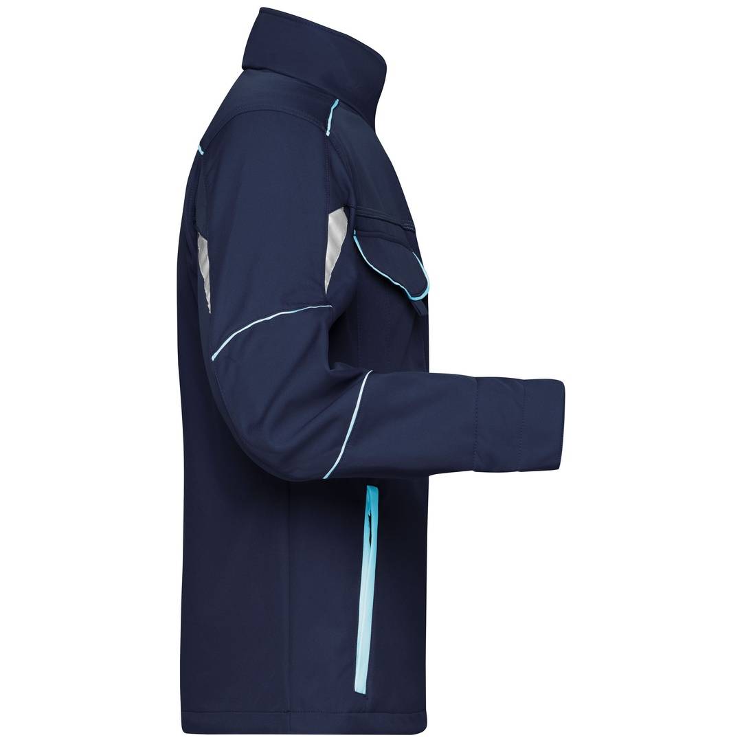James & Nicholson Wind- und Wasserfeste Softshelljacke JN851 Gr. 2XL navy/turquoise
