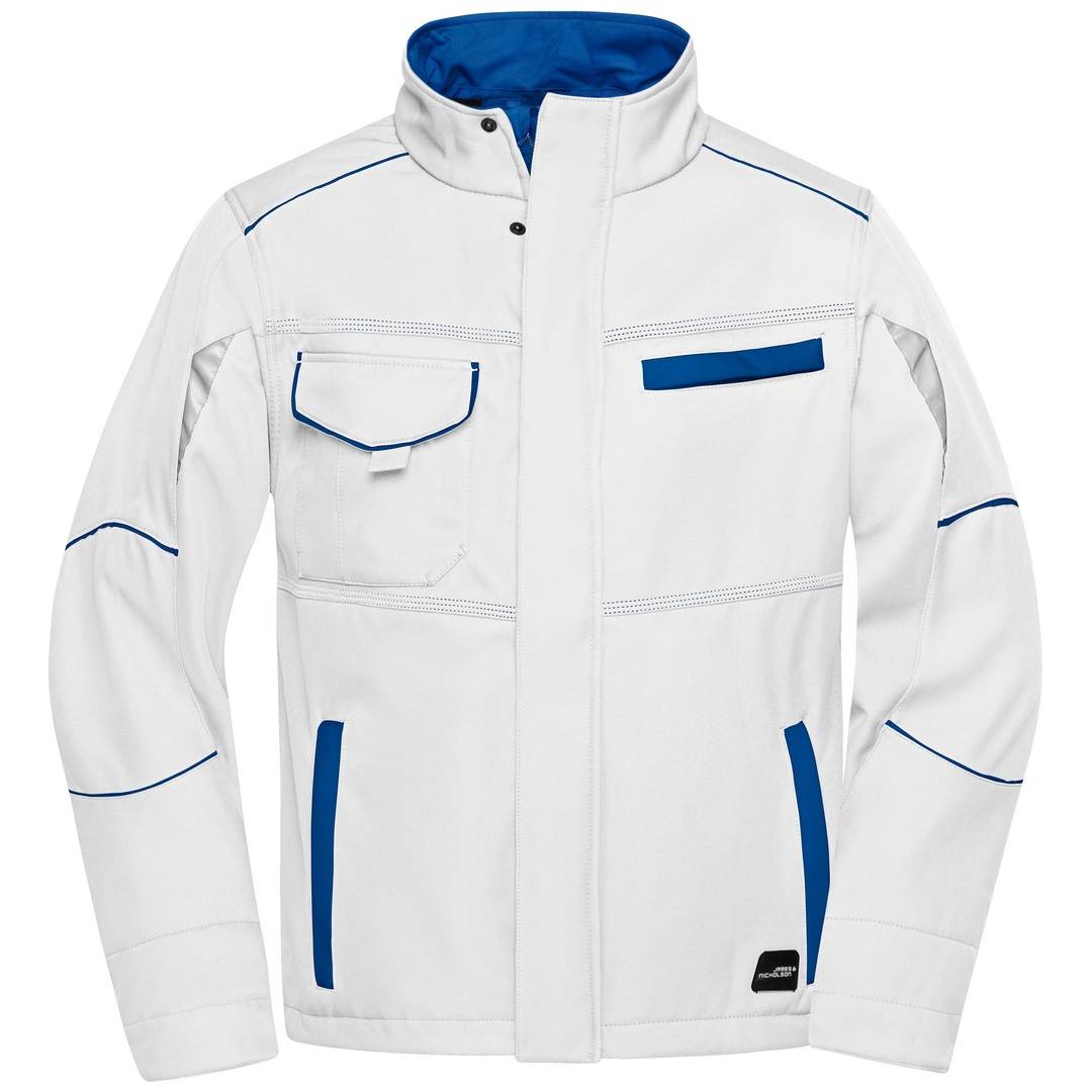 James & Nicholson Wind- und Wasserfeste Softshelljacke JN851 Gr. S white/royal