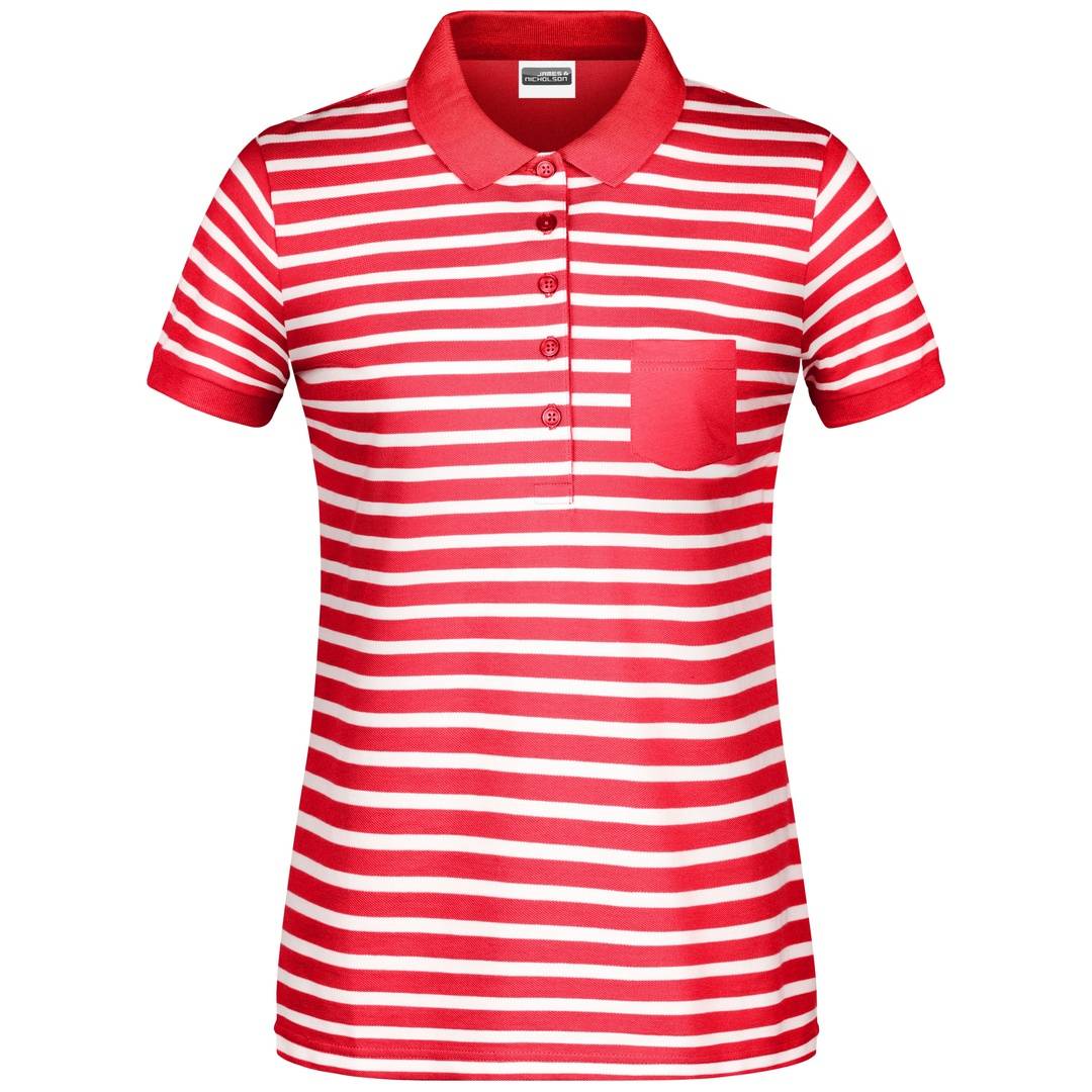 James & Nicholson Poloshirt Maritim Damen 8029 Gr. S red/white