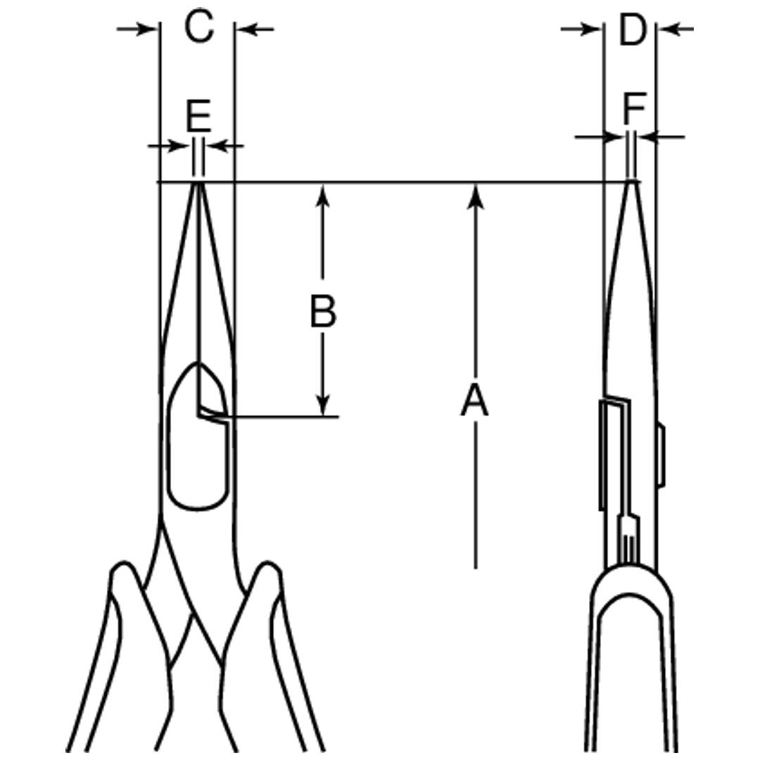 Spitzzange, ergo, glatte Greifflächen, 135 mm