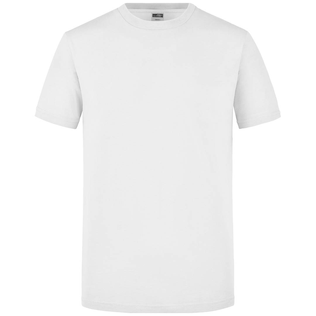 James & Nicholson Figurbetontes Rundhals-T-Shirt Herren Slim Fit JN911 Gr. M weiß
