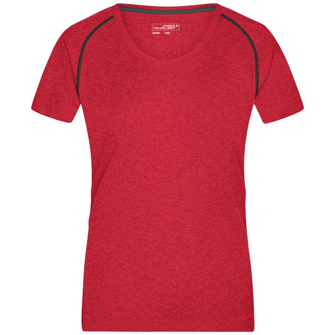 James & Nicholson Funktions-Shirt Damen JN495 Gr. M red-melange/titan