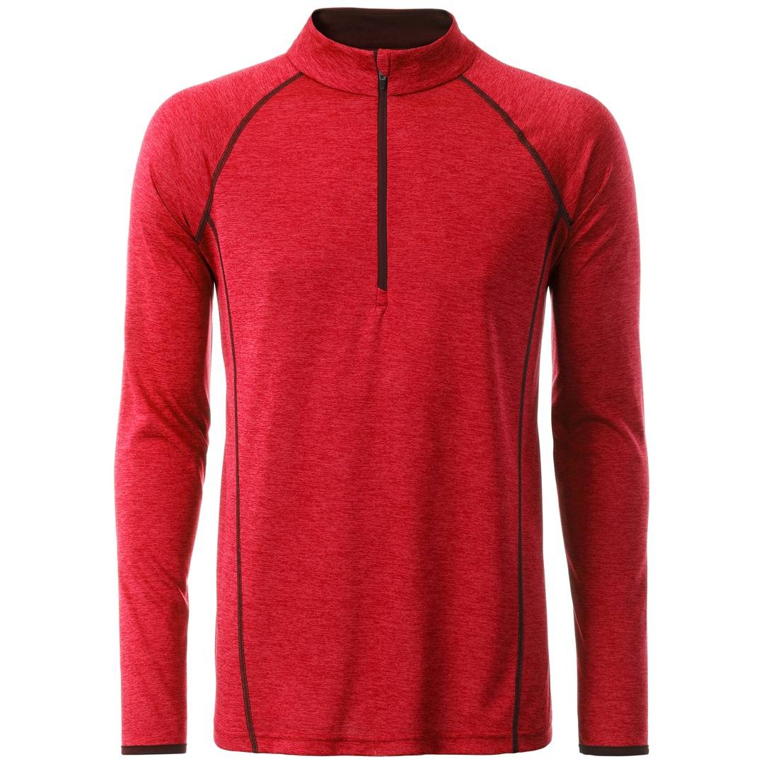 James & Nicholson Langarmshirt Herren JN498 Gr. S red-melange/titan
