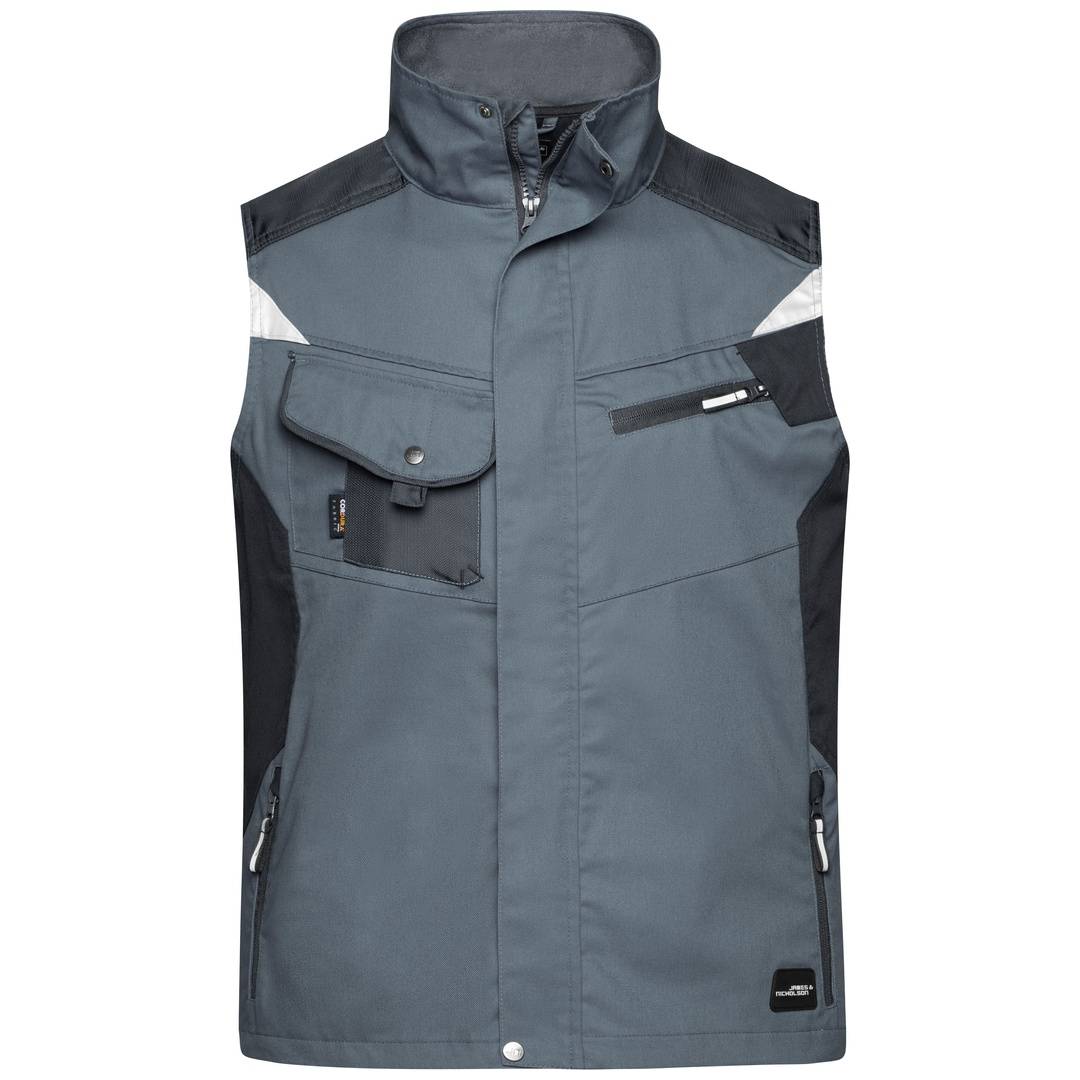 James & Nicholson Workwear Weste JN822 Gr. 5XL carbon/black