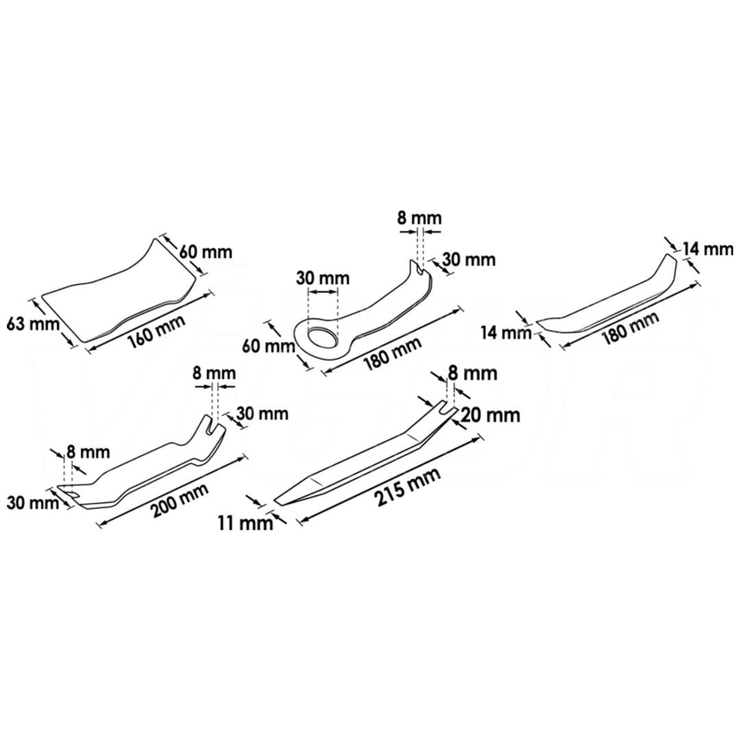 VIGOR GmbH VIGOR Lösehebel Satz, V1369, 5 x, Anzahl Werkzeuge: 5 18200259
