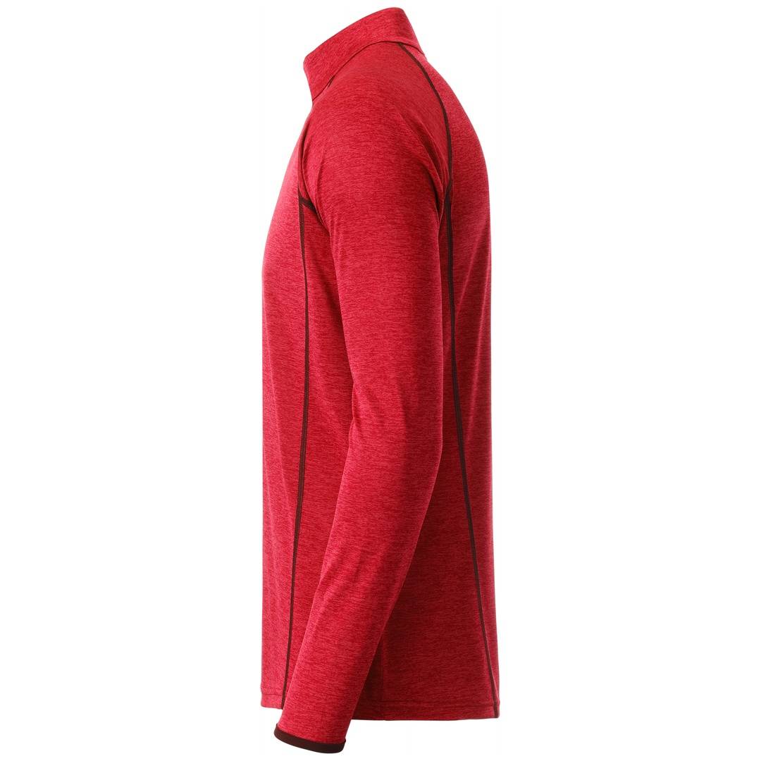 James & Nicholson Langarmshirt Herren JN498 Gr. 2XL red-melange/titan