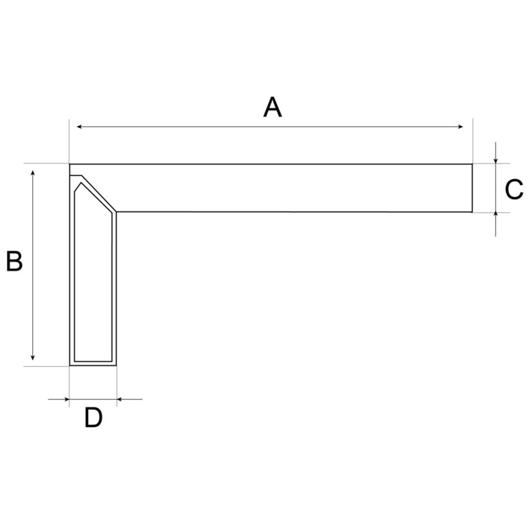 Bahco Flacher Präzisionswinkel mit Stahlblatt, 1000 mm