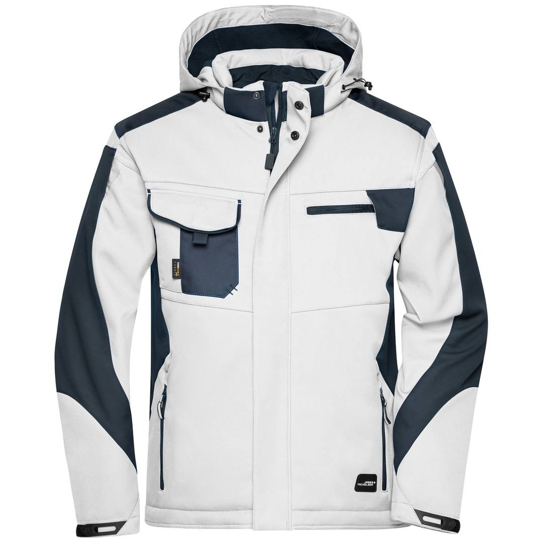 James & Nicholson Professionelle Softshelljacke mit Innenfutter JN824 Gr. L white/carbon