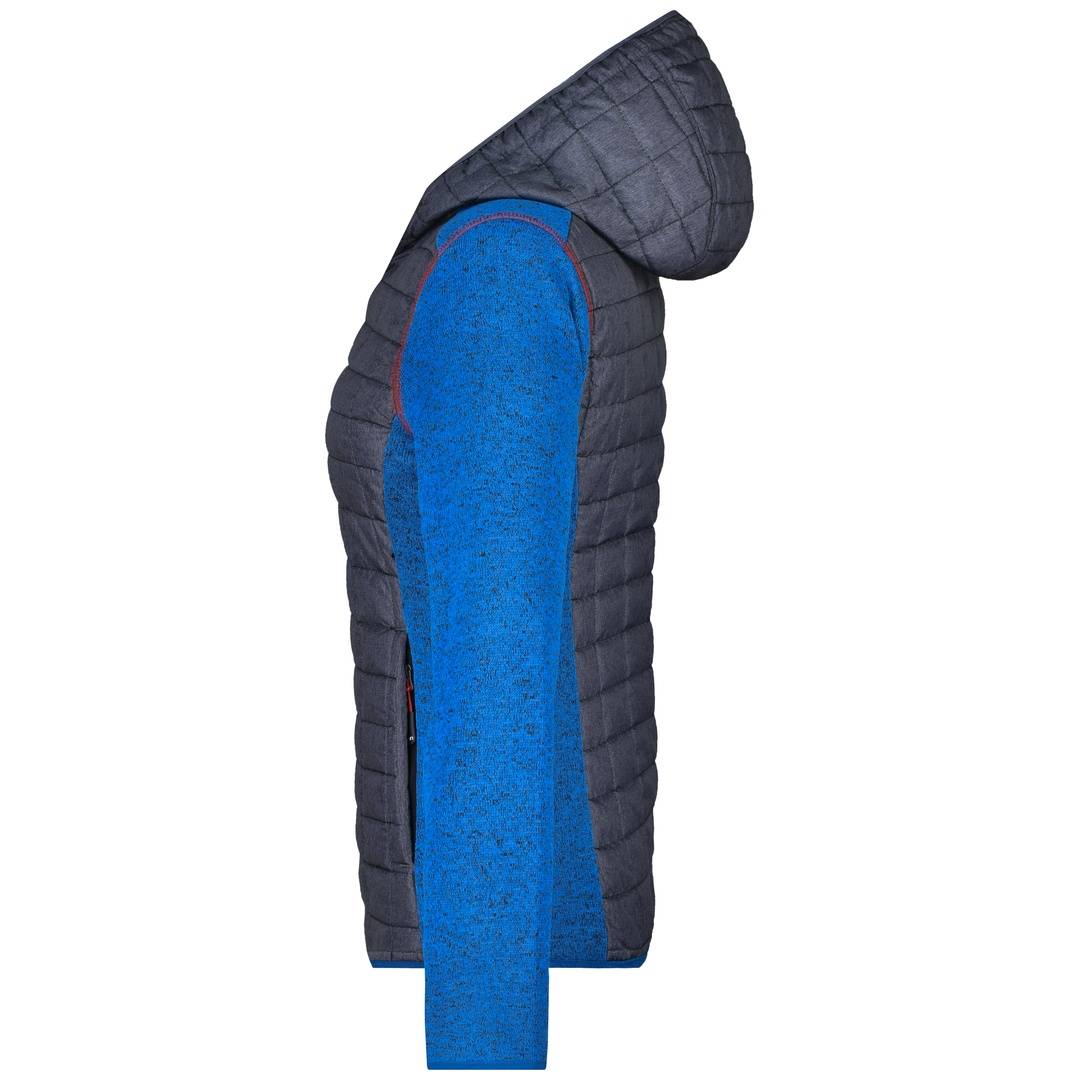 James &amp; Nicholson Strickfleecejacke im stylischen Materialmix Damen JN771 Gr. S royal-melange/anthracite-melange