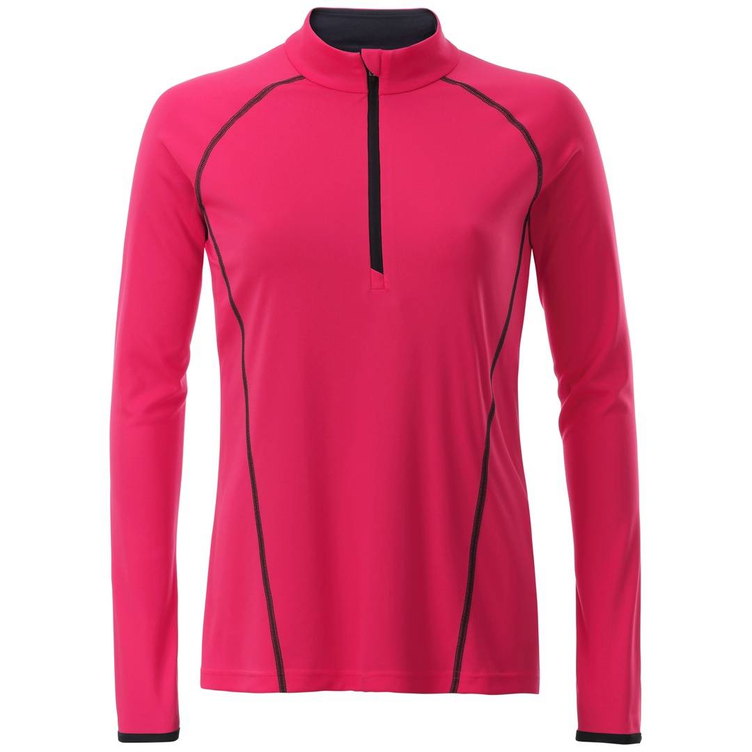 James & Nicholson Langarmshirt Damen JN497 Gr. L bright-pink/titan