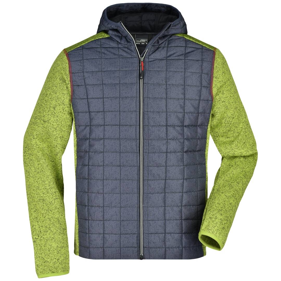 James & Nicholson Strickfleecejacke im stylischen Materialmix Herren JN772 Gr. XL kiwi-melange/anthracite-melange