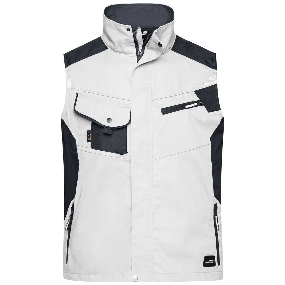 James & Nicholson Workwear Weste JN822 Gr. 6XL white/carbon