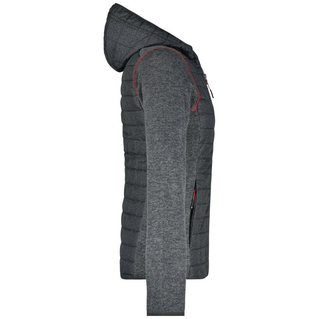 James & Nicholson Strickfleecejacke im stylischen Materialmix Damen JN771 Gr. L grey-melange/anthracite-melange