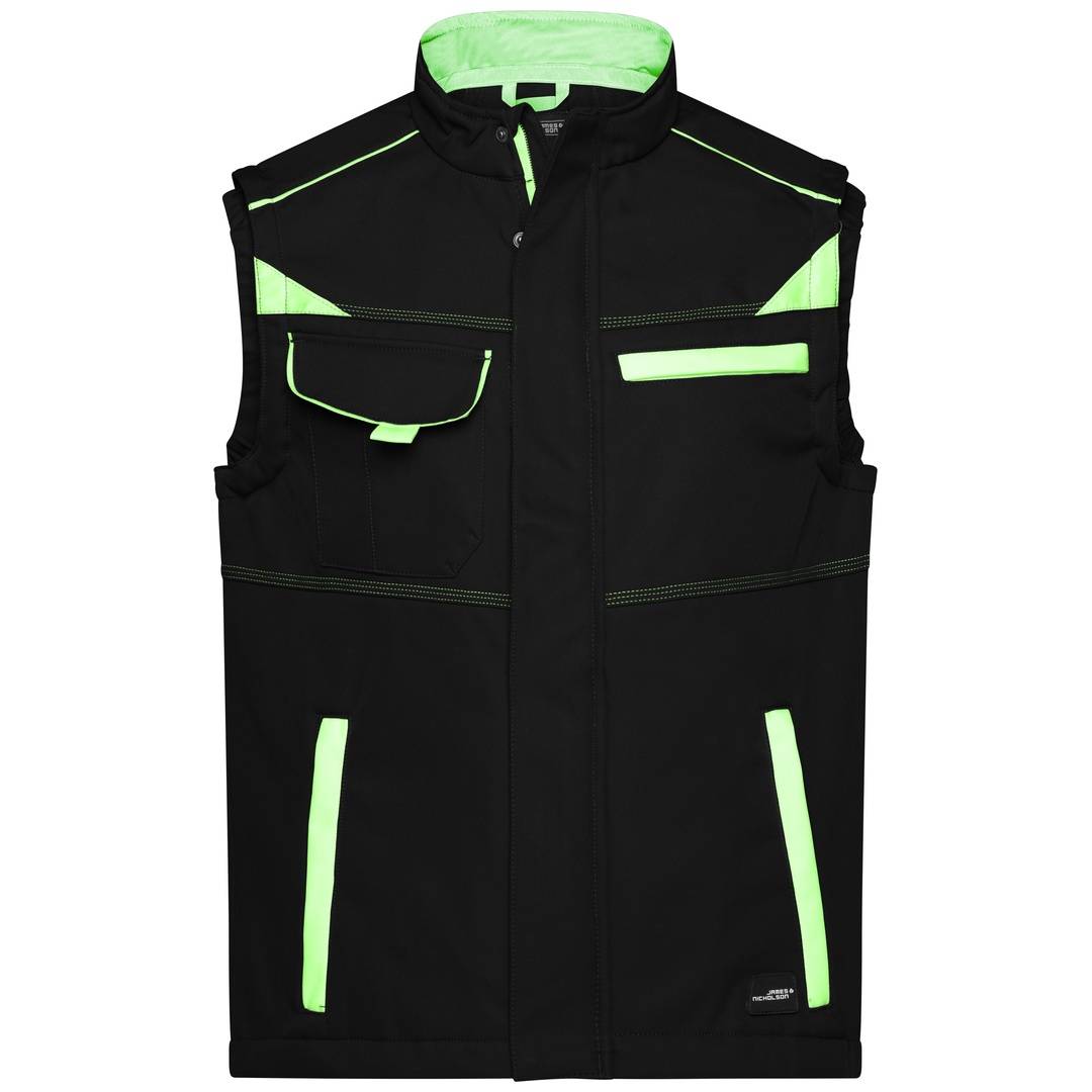 James & Nicholson Softshellweste Wind- und wasserabweisend JN852 Gr. 3XL black/lime-green