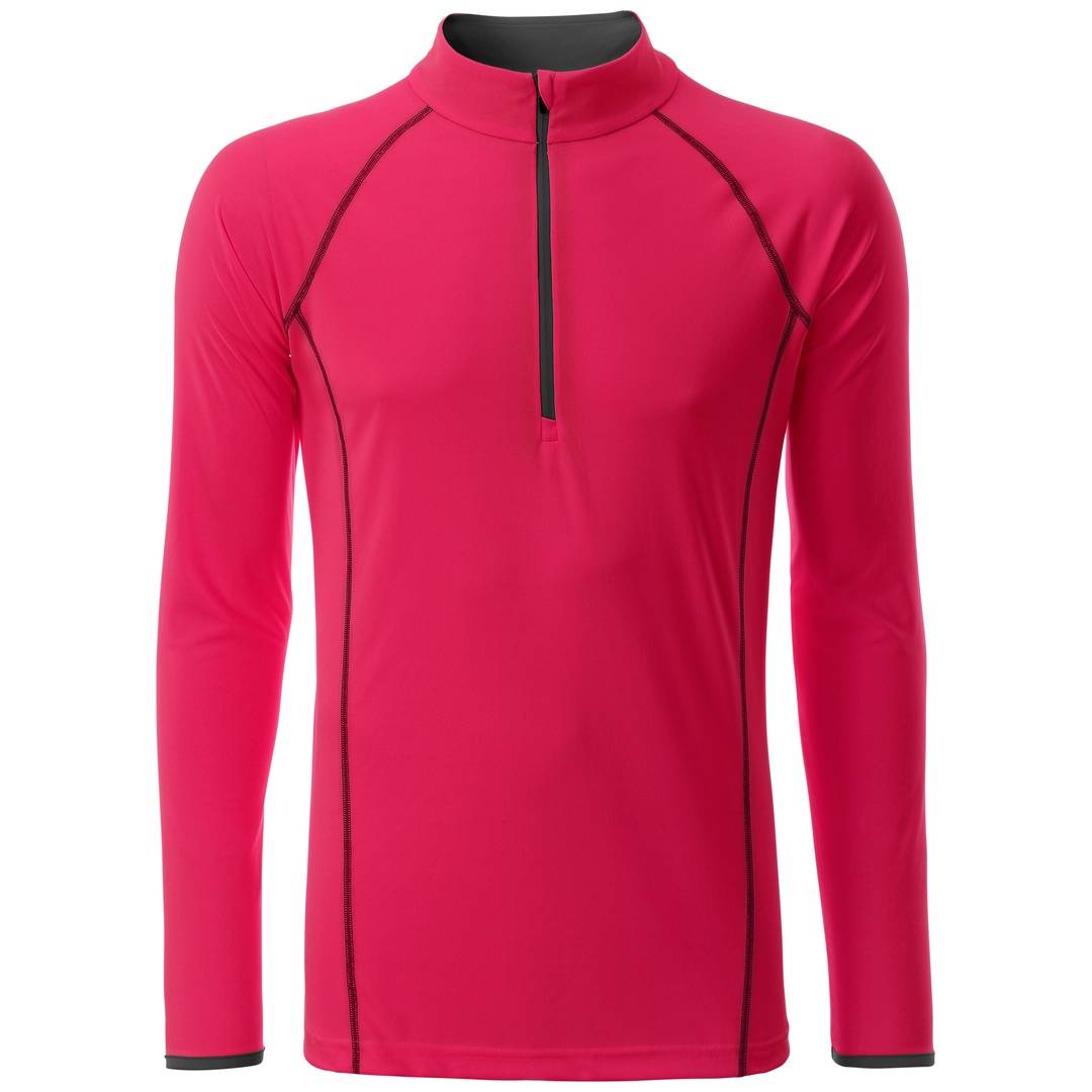James & Nicholson Langarmshirt Herren JN498 Gr. XL bright-pink/titan
