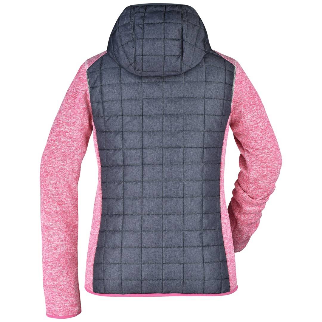 James & Nicholson Strickfleecejacke im stylischen Materialmix Damen JN771 Gr. XL pink-melange/anthracite-melange