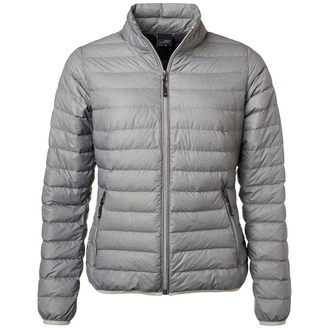 James & Nicholson leichte, klassische Daunenjacke JN1139 Gr. S silber-melange/graphit