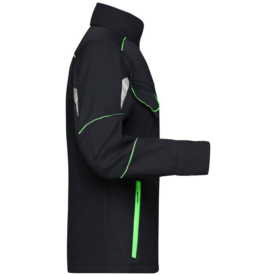 James & Nicholson Wind- und Wasserfeste Softshelljacke JN851 Gr. 4XL black/lime-green