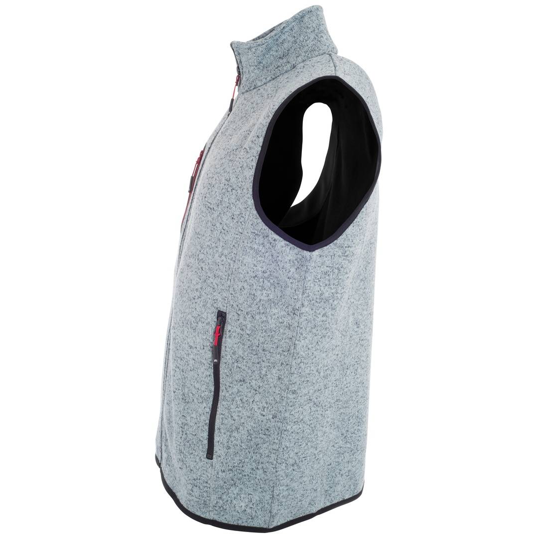James & Nicholson Herren Strickfleece Weste JN774 Gr. 2XL light-grey-melange/red