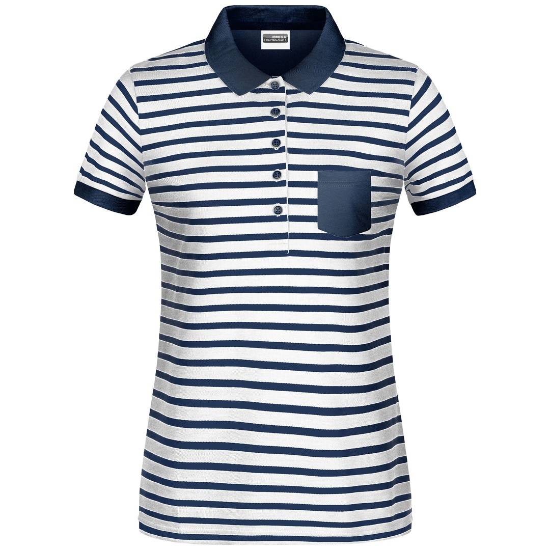 James & Nicholson Poloshirt Maritim Damen 8029 Gr. XS white/navy