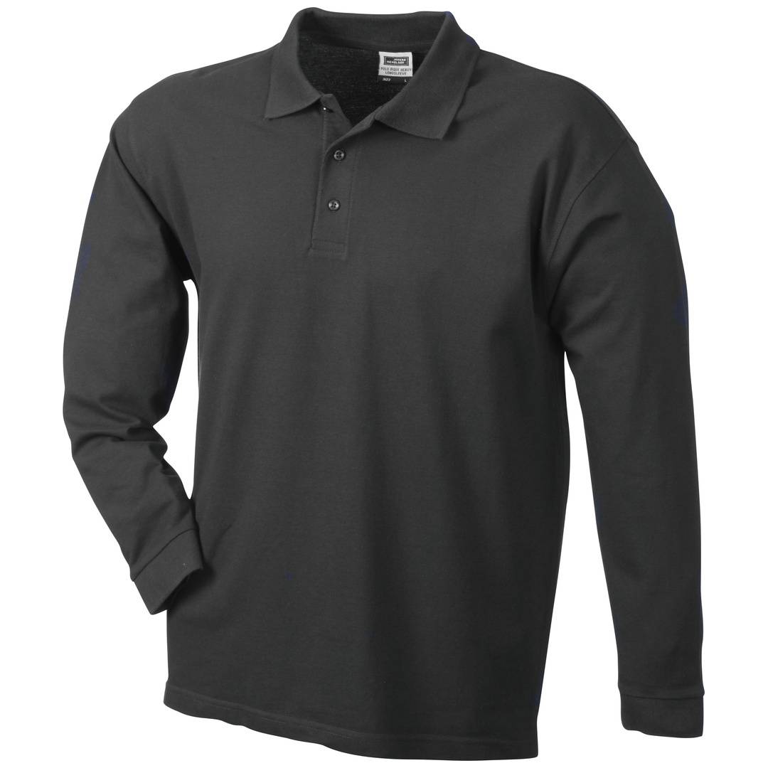 James & Nicholson Polo-Piqué Heavy Longsleeved JN022 Gr. S black