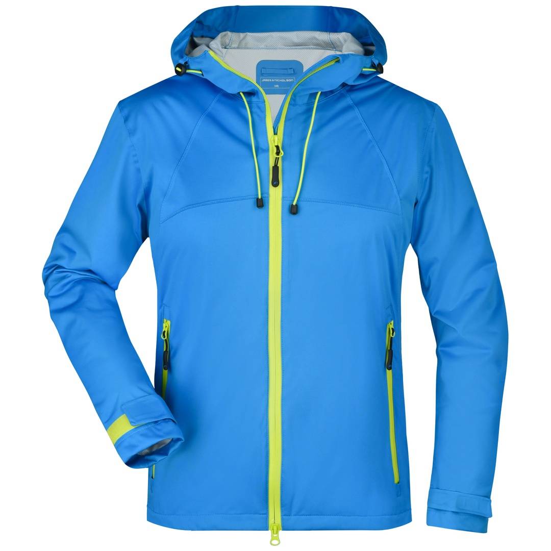 James & Nicholson Ultraleichte Softshelljacke Damen JN1097 Gr. 2XL aqua/acid-yellow