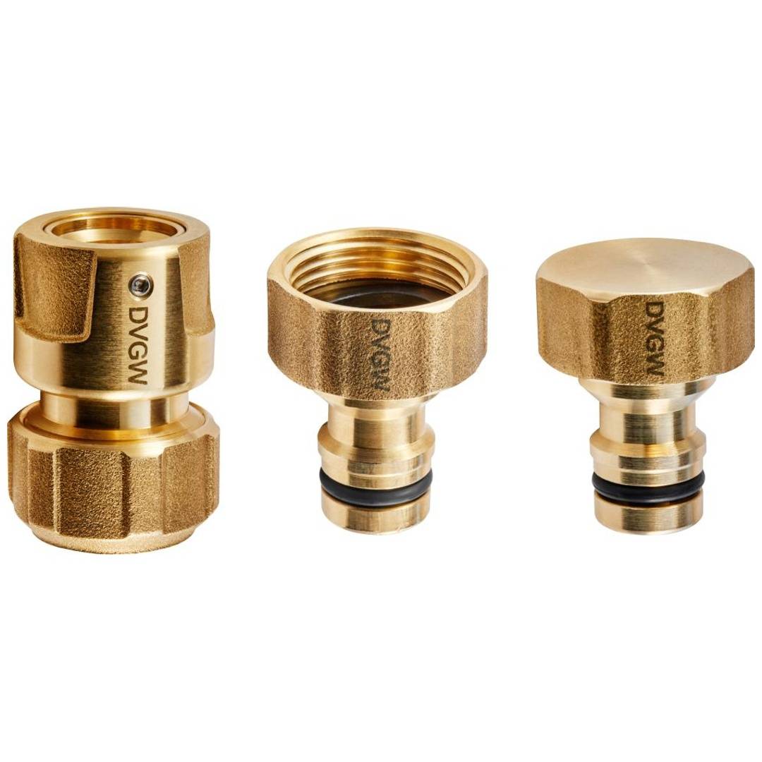 Karasto GEKA plus-Basisset, Stecksystem, KTW, Messing,1xG3/4, 2x1/2, 2xVerschlussstecker, Bl