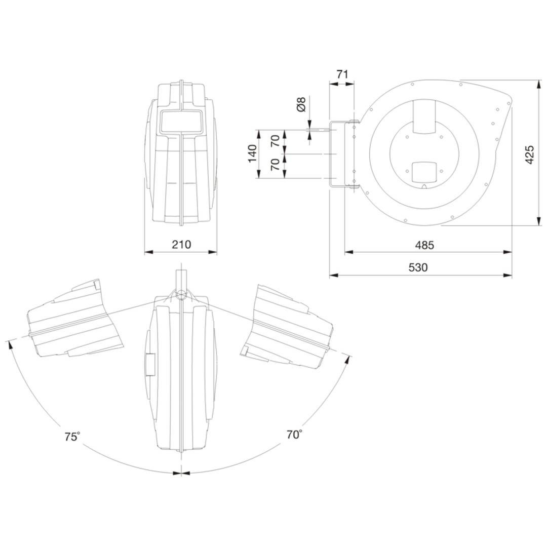 Bahco Druckluftschlauch-Aufroller, Ø 12 mm, 15m