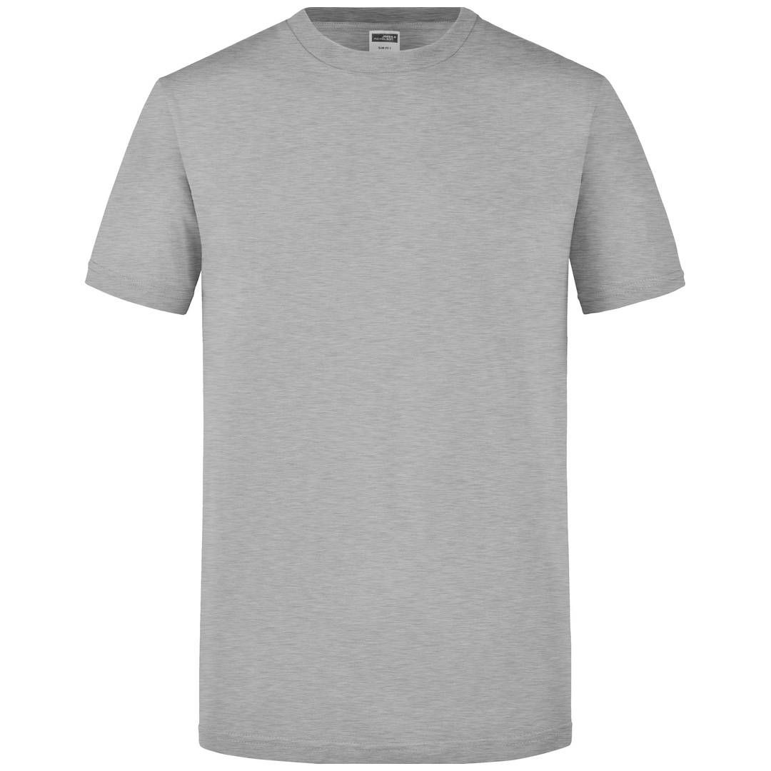 James & Nicholson Figurbetontes Rundhals-T-Shirt Herren Slim Fit JN911 Gr. M grey-heather
