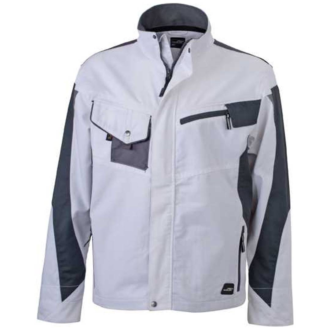 James & Nicholson Arbeitsjacke JN821 Gr. 5XL weiß/grau