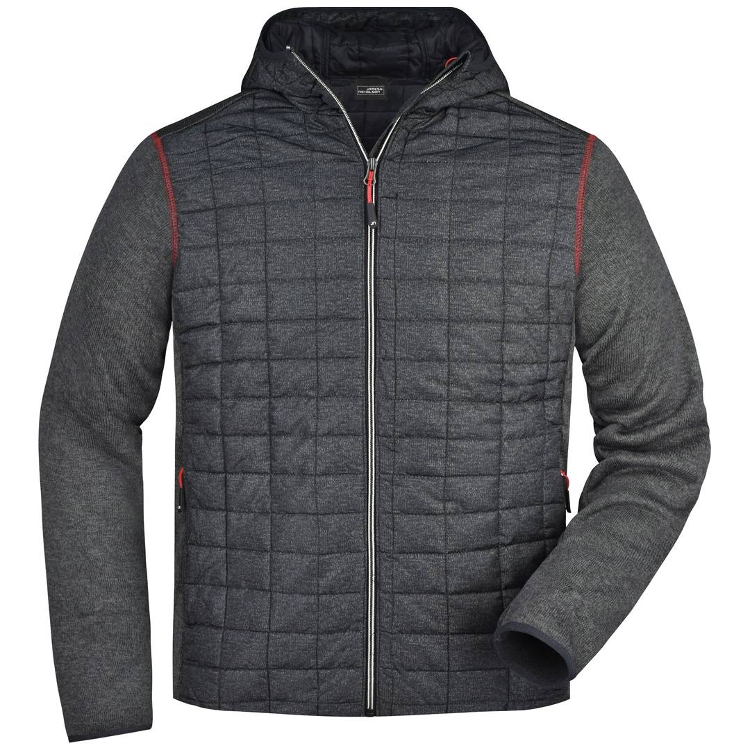 James & Nicholson Strickfleecejacke im stylischen Materialmix Herren JN772 Gr. XL grey-melange/anthracite-melange