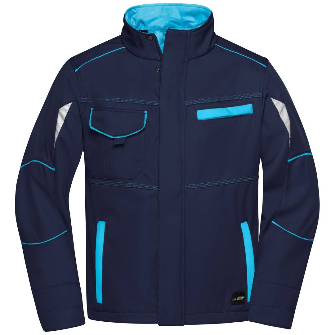 James & Nicholson Wind- und Wasserfeste Softshelljacke JN851 Gr. S navy/turquoise