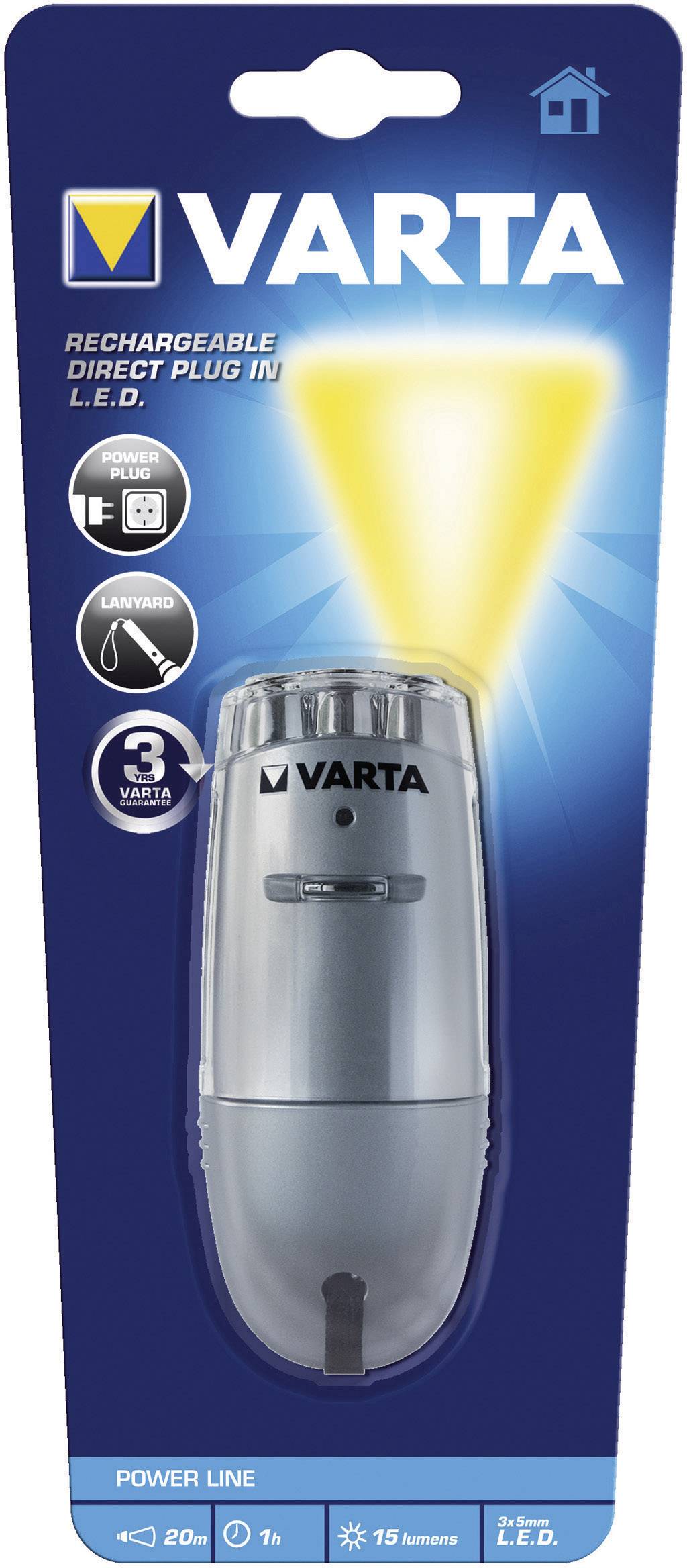 Varta Direct Plug LED Mini-Taschenlampe akkubetrieben 1 h 63.5 g