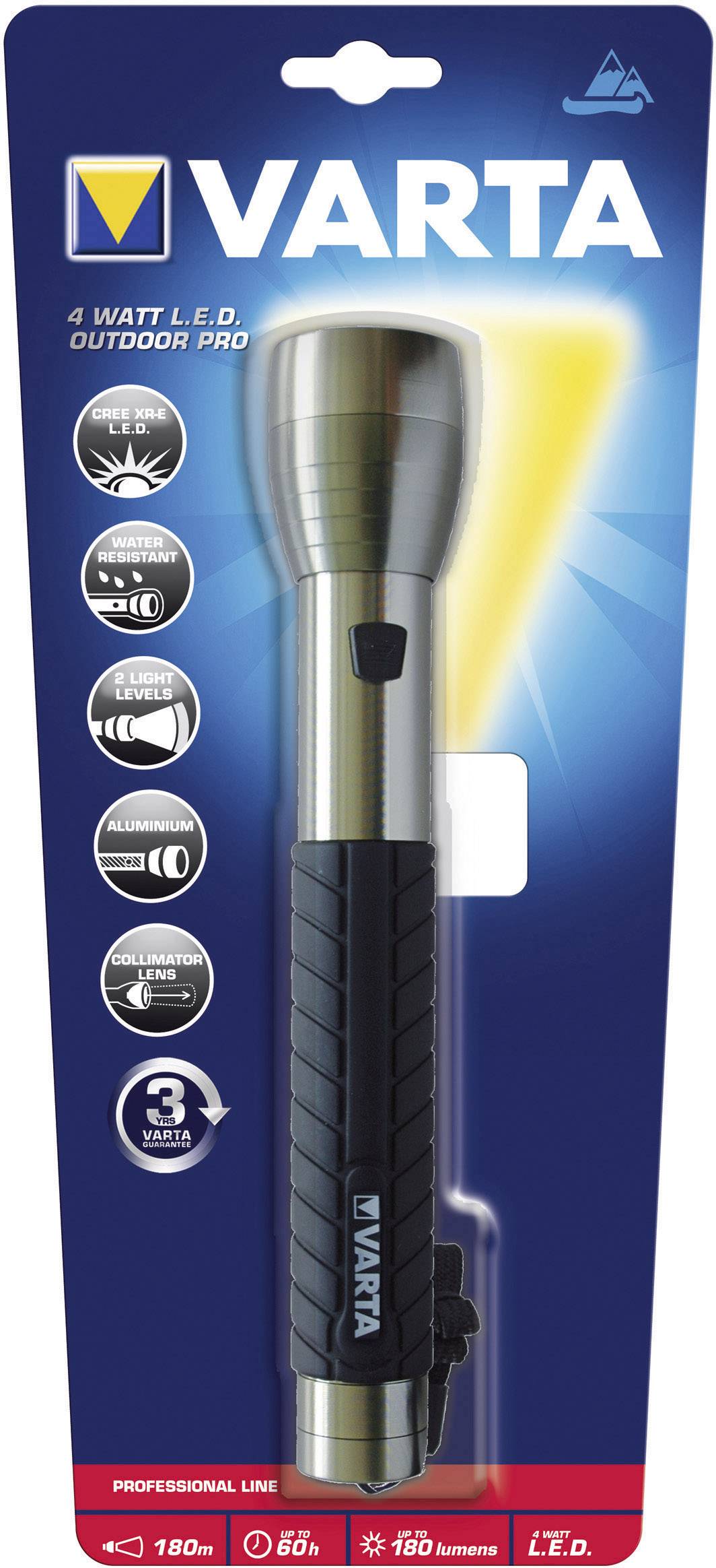 Varta Active Outdoor 4W LED Taschenlampe batteriebetrieben 190 lm 60 h 226 g