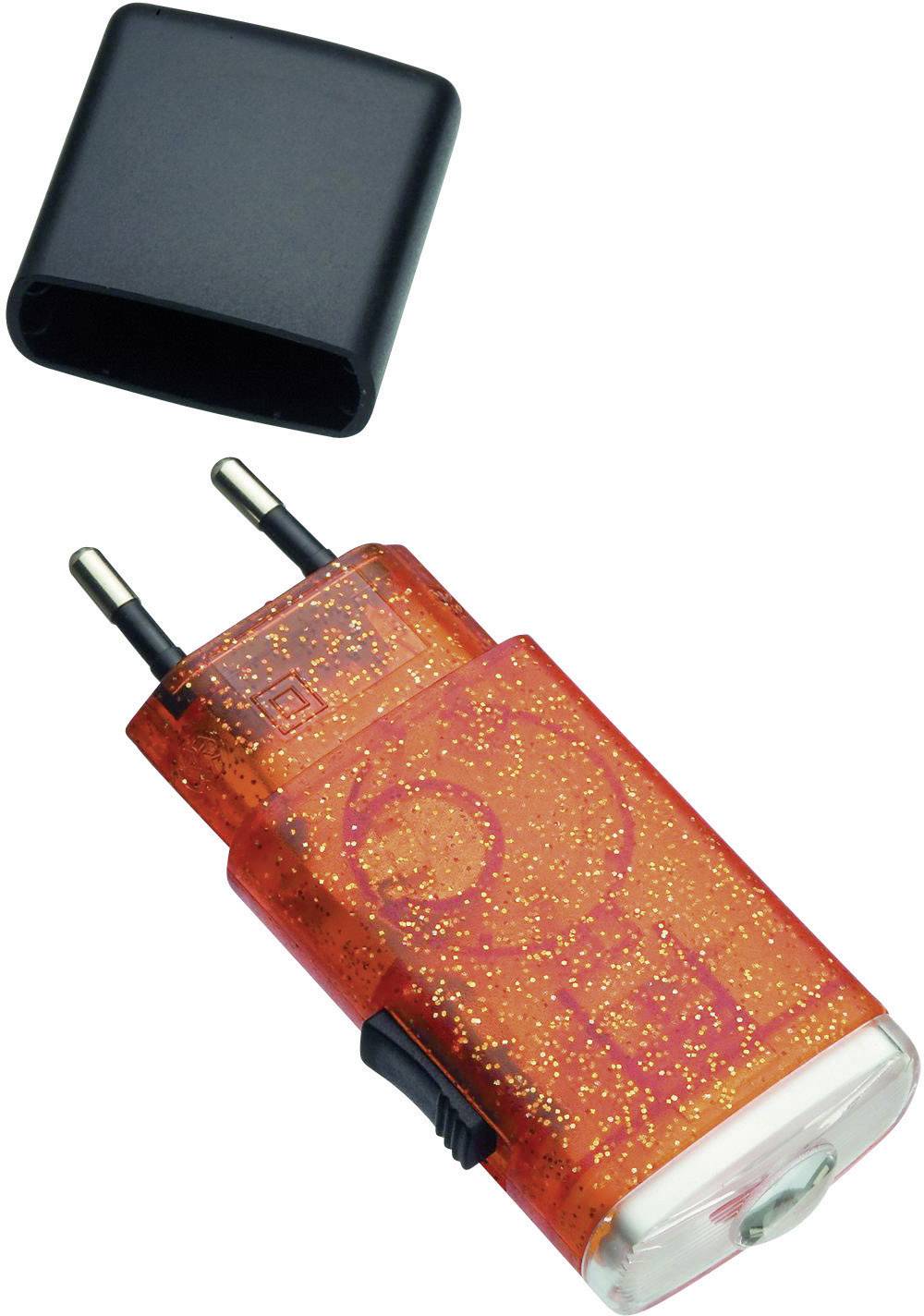 Roter, transparenter Reiseadapter mit europäischem Stecker und abnehmbarem schwarzem Schutzaufsatz, geeignet für verschiedene Steckdosentypen.