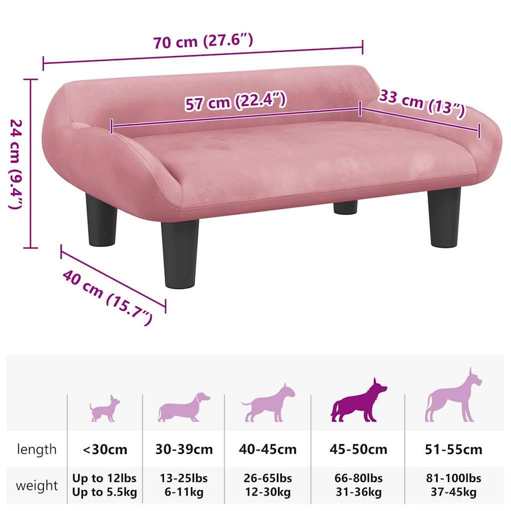 vidaXL Hundebett Rosa 70x40x24 cm Samt