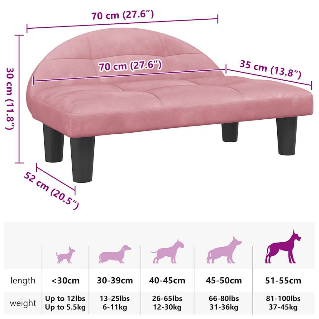 vidaXL Hundebett Rosa 70x52x30 cm Samt