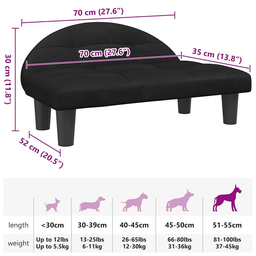 vidaXL Hundebett Schwarz 70x52x30 cm Samt