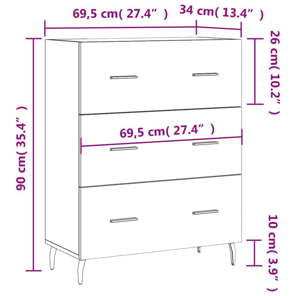 vidaXL Sideboard Hochglanz-Weiß 69,5x34x90 cm Holzwerkstoff