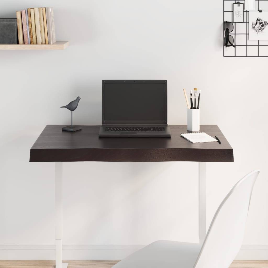 vidaXL Tischplatte 80x50x(2-6) cm Massivholz Behandelt Baumkante
