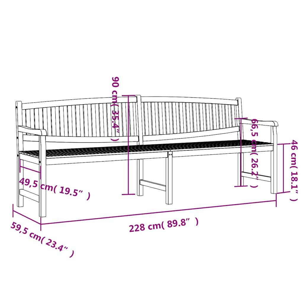 vidaXL Gartenbank 228x59,5x90 cm Massivholz Teak