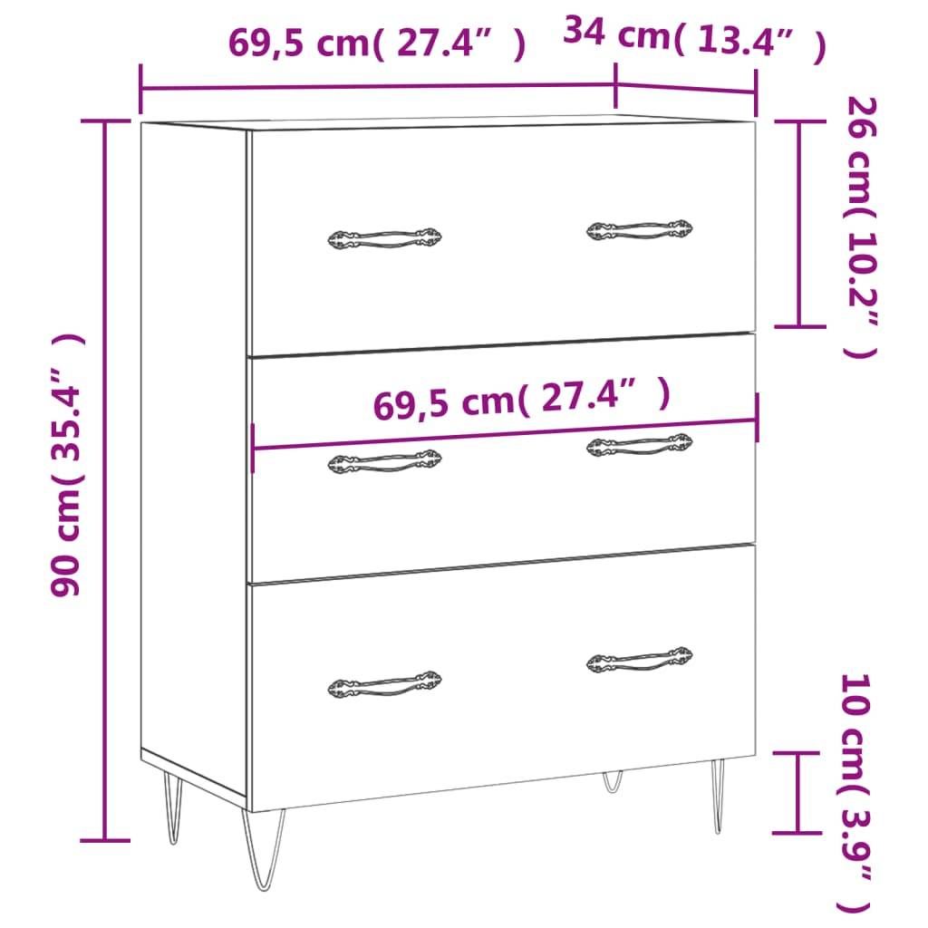 vidaXL Sideboard Weiß 69,5x34x90 cm Holzwerkstoff