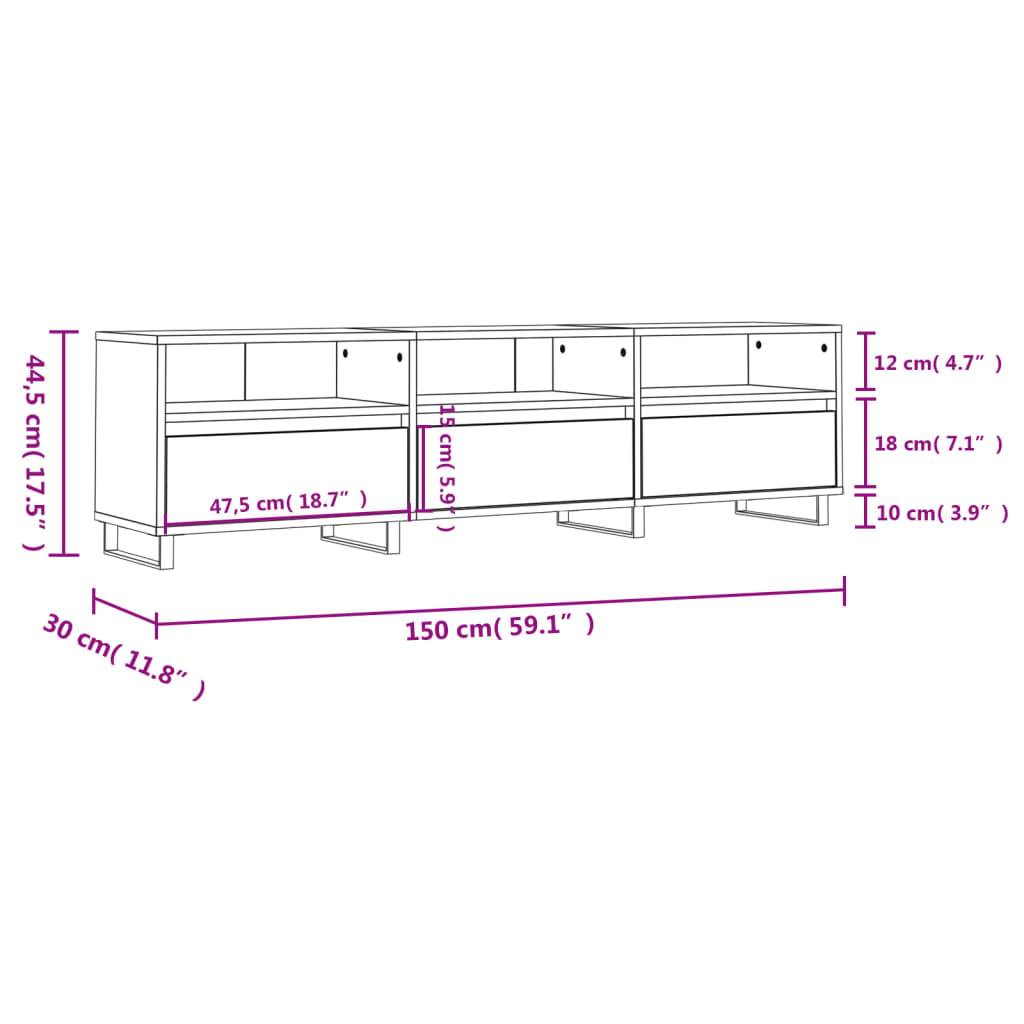vidaXL TV-Schrank Betongrau 150x30x44,5 cm Holzwerkstoff