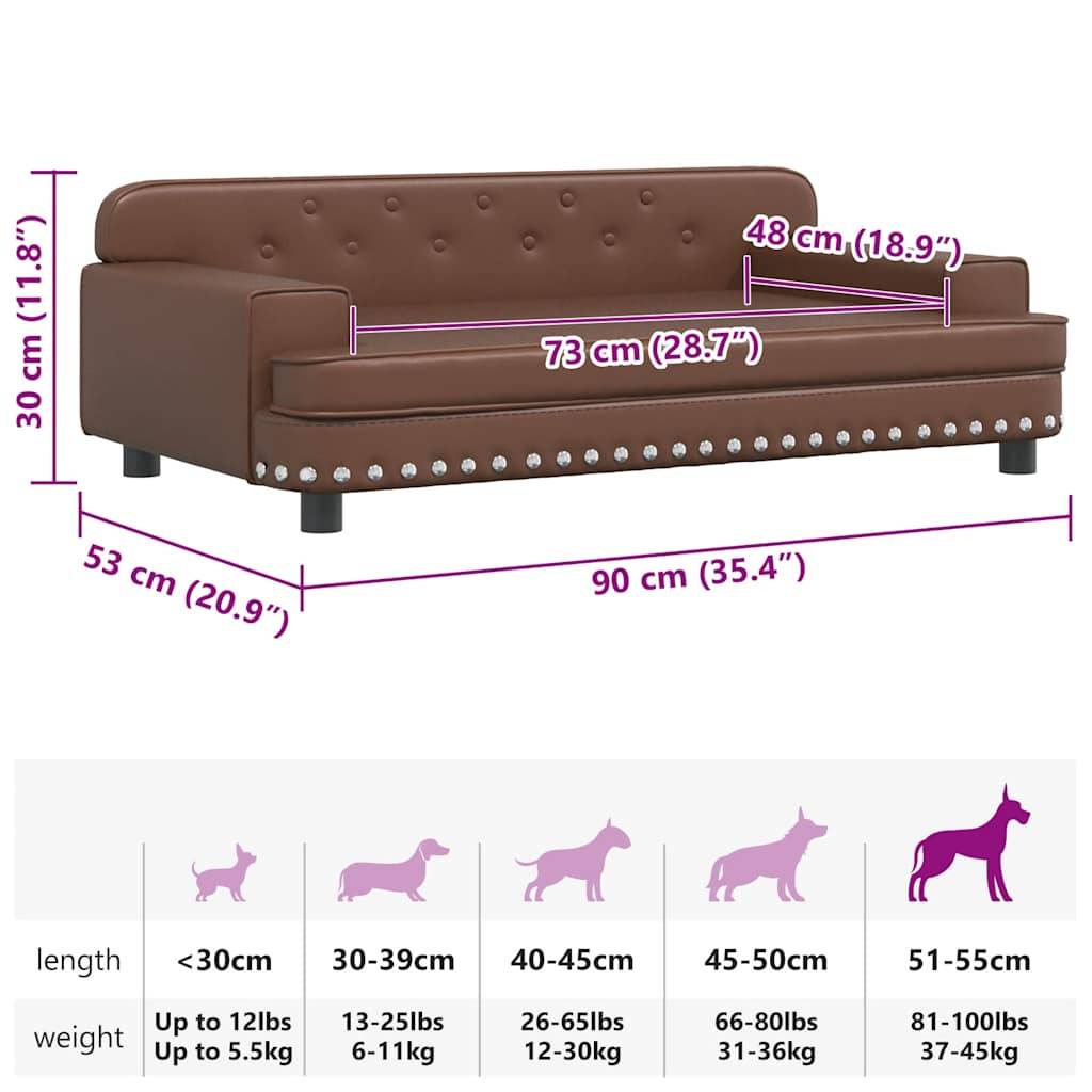 vidaXL Hundebett Braun 90x53x30 cm Kunstleder