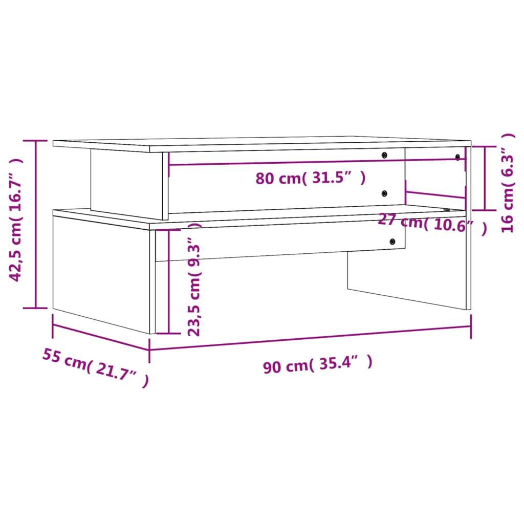 vidaXL Couchtisch Weiß 90x55x42,5 cm Holzwerkstoff