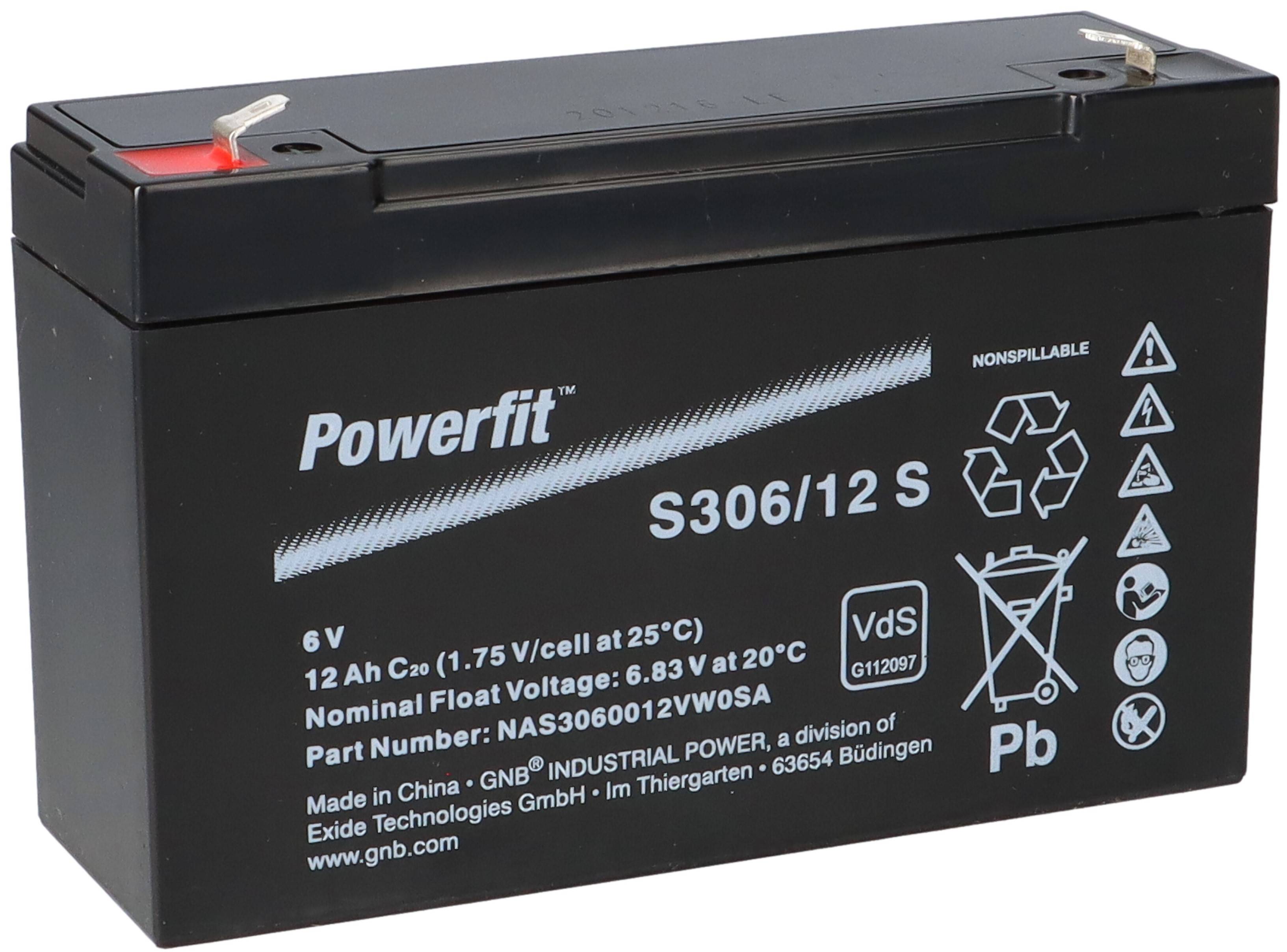 Exide Powerfit Bleiakku AGM 6V 12Ah S306/12 S