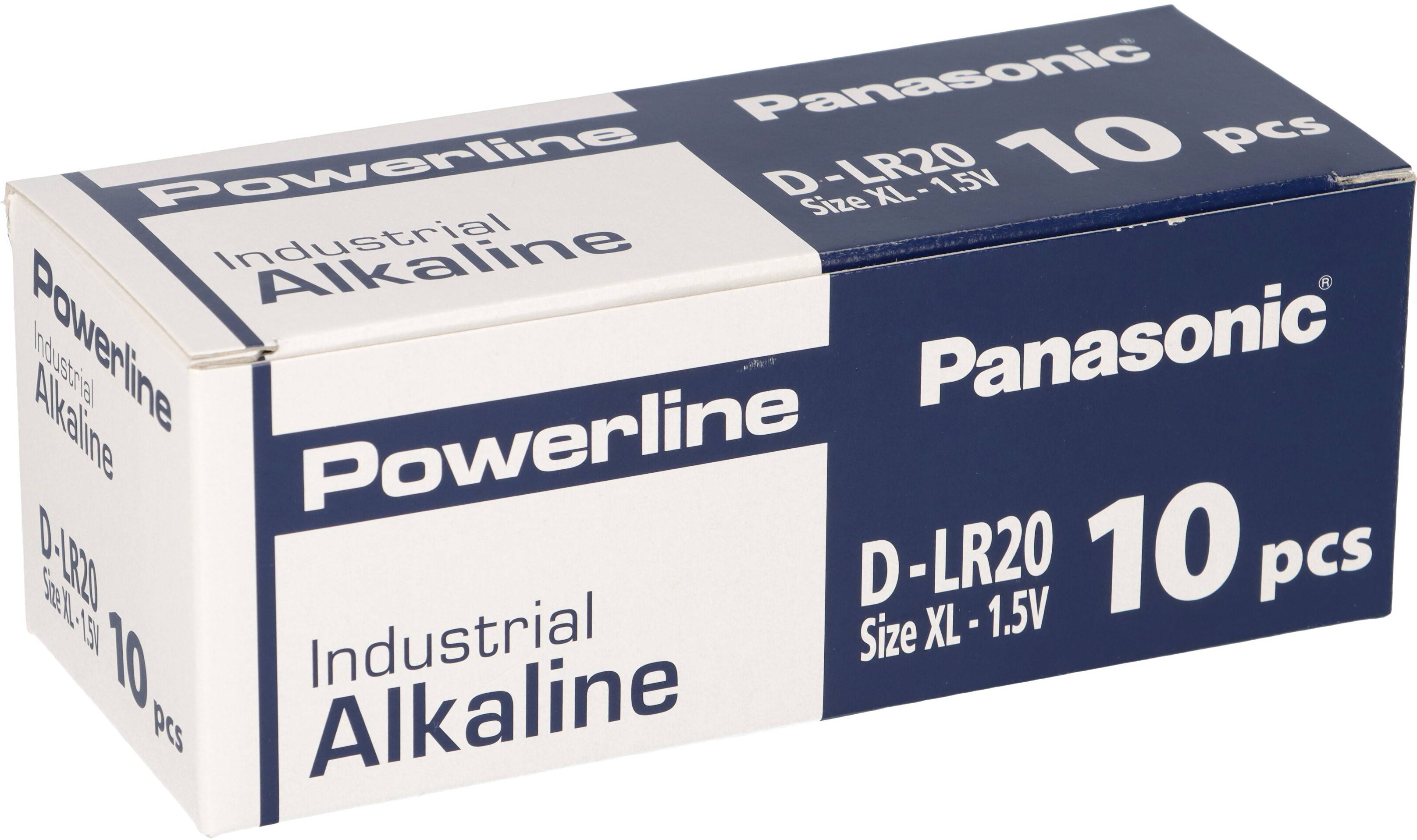 Panasonic Batterie Alkaline, Mono, D, LR20, 1.5V Powerline, Retail-Box (10-Pack)