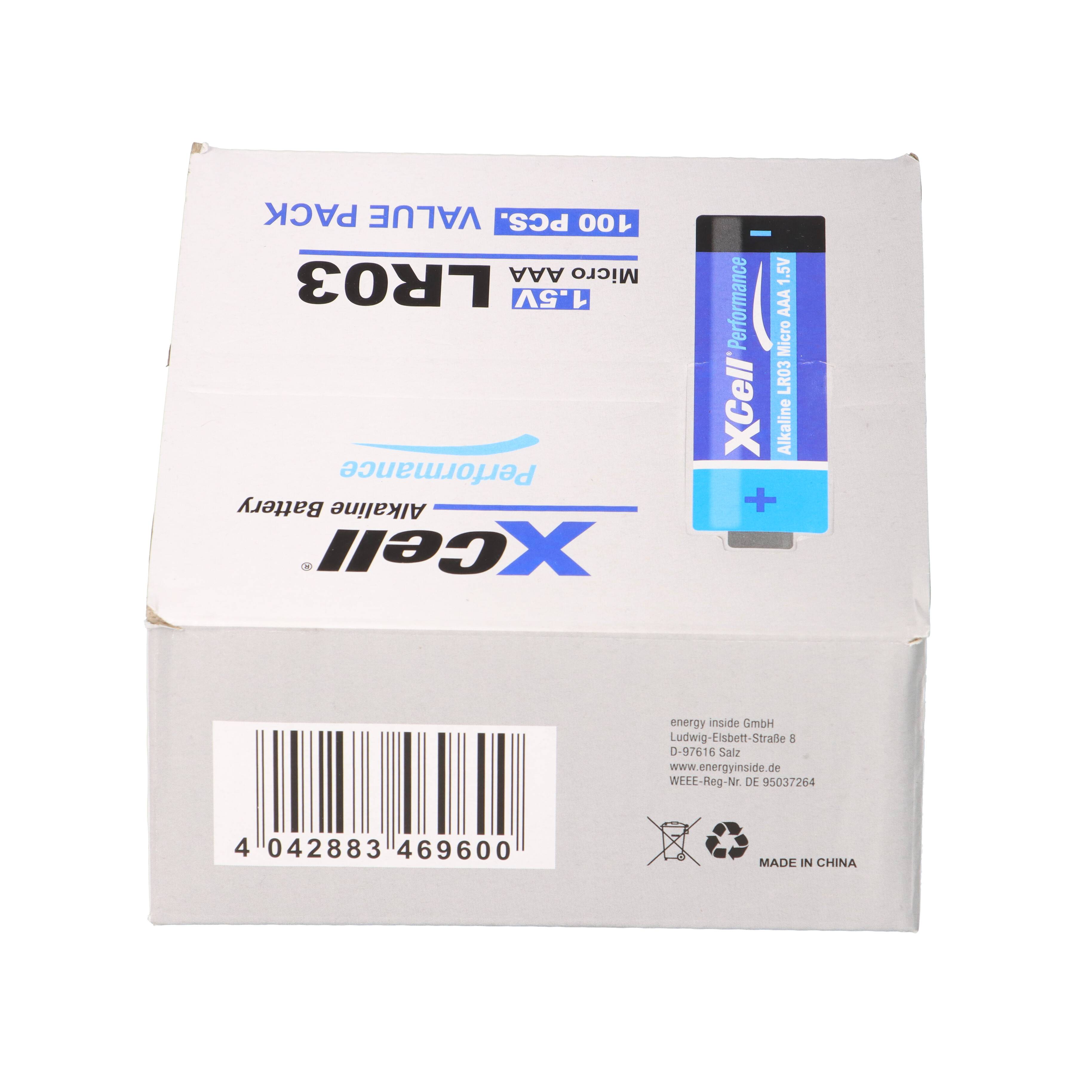 XCell Batterie Performance LR03 Micro AAA 100er Box