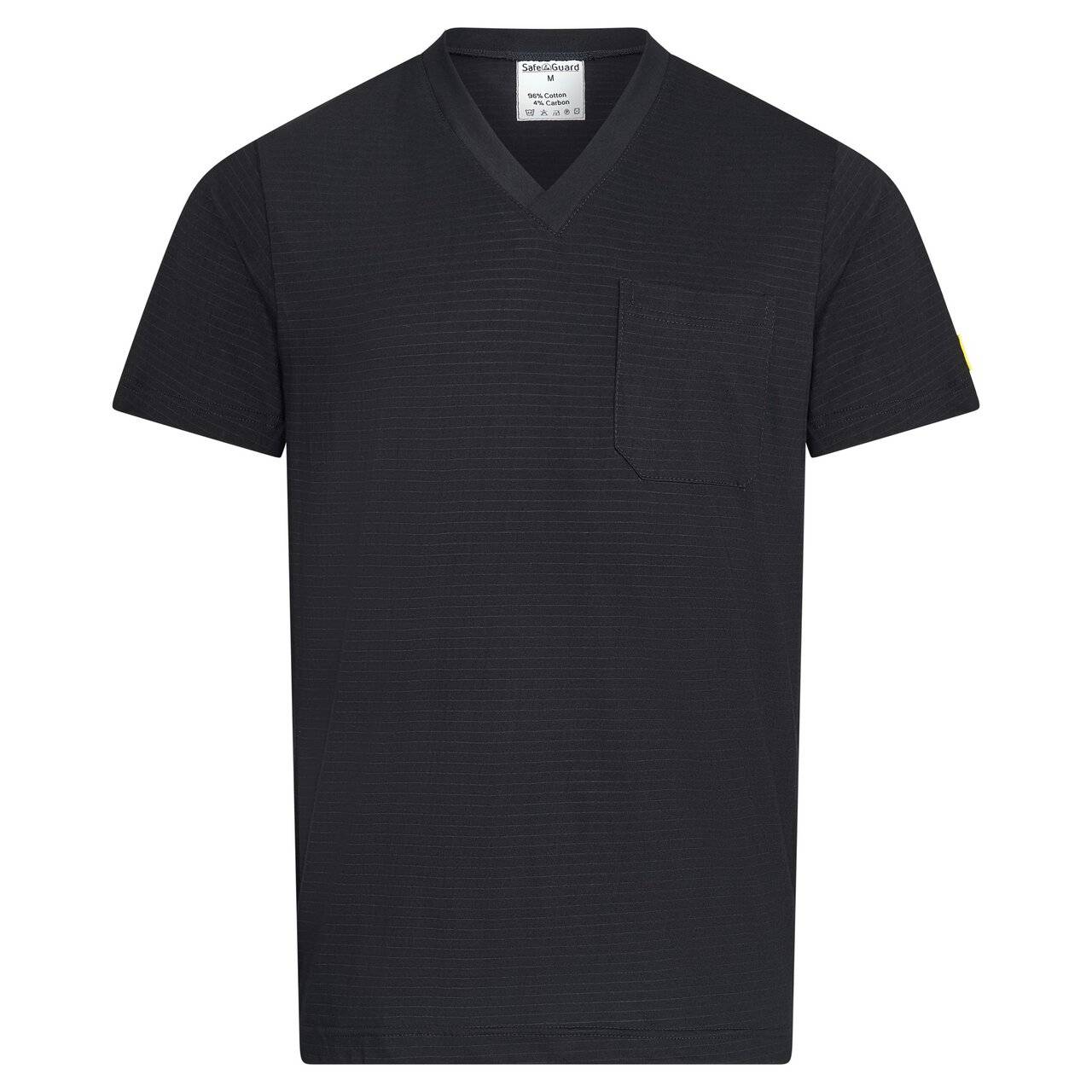ESD-T-Shirt mit Brusttasche, V-Ausschnitt, 150g/m², schwarz, M